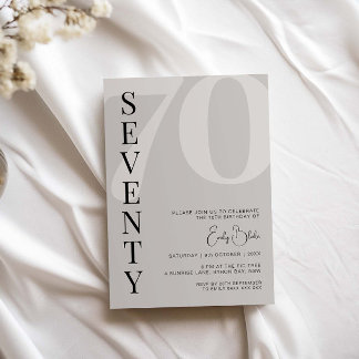 Minimalistisch Beige 70. Geburtstagsparty Einladung