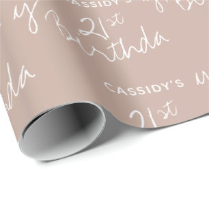 Minimalistisch Beige Brown 21. Geburtstag Geschenkpapier