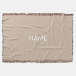 Minimalistisch-beige-individuelle Name-Monogramm Decke