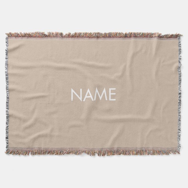 Minimalistisch-beige-individuelle Name-Monogramm Decke (Vorderseite)