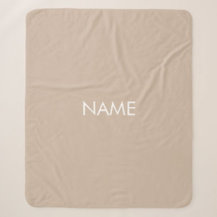 Minimalistisch-beige-individuelle Name-Monogramm Sherpadecke