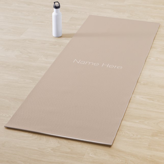Minimalistisch-Beige-individuelle Name-Monogramm Yogamatte (Beispiel)