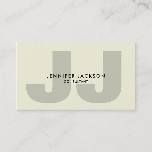 Minimalistisch Beige Monogram Trendy Modern Visitenkarte (Vorderseite)