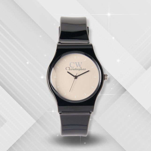 Minimalistisch-Beige-Monogramm Armbanduhr (Von Creator hochgeladen)