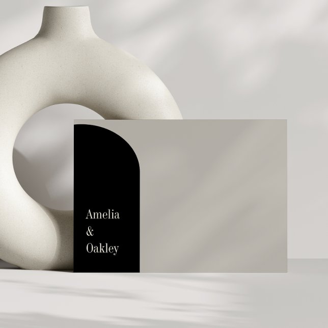 Minimalistisch Beige Schwarz Elegante Arch Moderne Dankeskarte (Von Creator hochgeladen)
