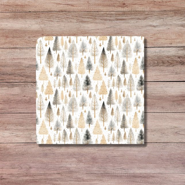 Minimalistisch Beige Skandinavien Fliese (Minimalist Beige Nordic Folk Art Scandi Trees Ceramic Tile)