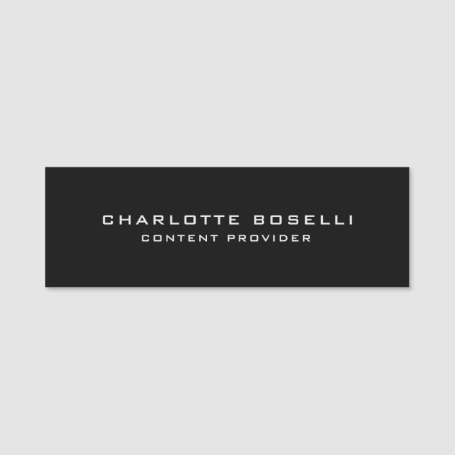 Minimalistisch Beruflich Ihr Name Schwarz Namensschild (Vorderseite)