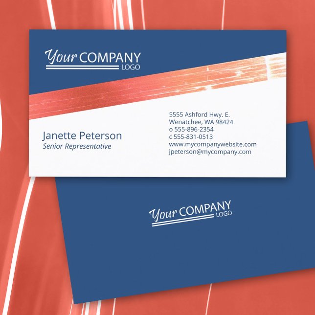 Minimalistisch, Beruflich Navy Blue, Coral Company Visitenkarte (simple, stylish navy blue and salmon red business cards, basic professional minimal)