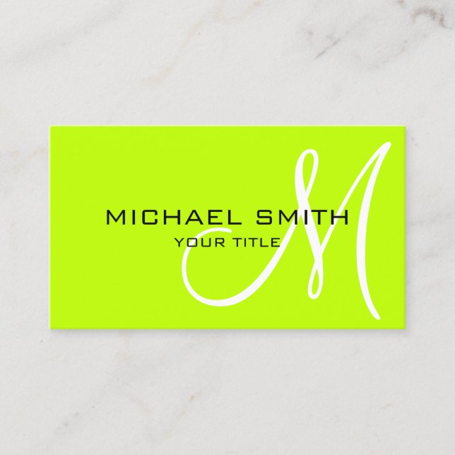 Minimalistisch Berufliche Limone Monogramm Visitenkarte (Vorderseite)