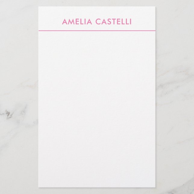 Minimalistisch Berufliche Schlichte Rosa weiß Briefpapier (Vorderseite)