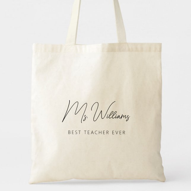 Minimalistisch Bester Lehrer je Tragetasche (Minimalist Personalized Best Teacher Ever Tote Bag - The perfect way to say thank you!)