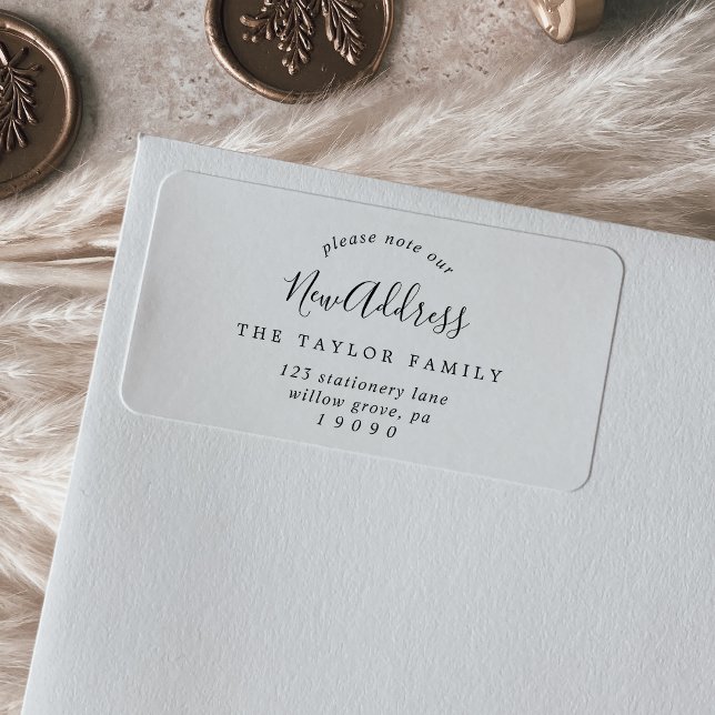 Minimalistisch Bitte beachten Sie unsere neue Adre Adressaufkleber (Von Creator hochgeladen)