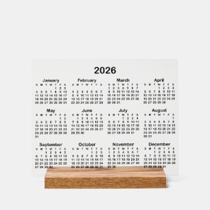 Minimalistisch Black 2026 Calendar Acrylschild