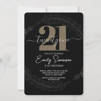 Minimalistisch Black 21. Geburtstag Party Einladun Einladung