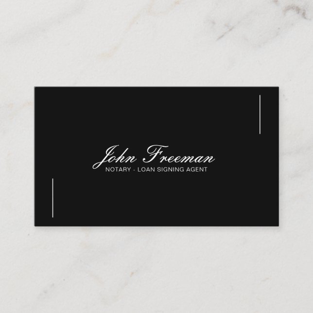 Minimalistisch Black a White Signing Agent Notar  Visitenkarte (Vorderseite)
