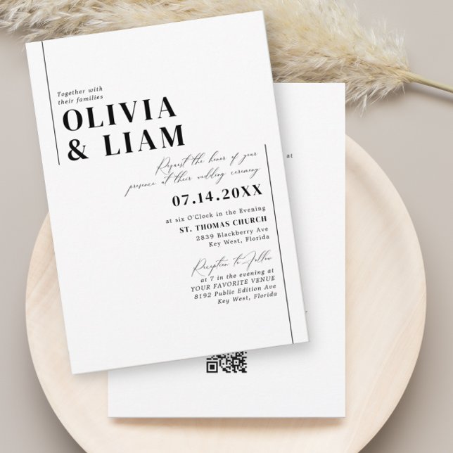 Minimalistisch Black All One UAWG QR Code Wedding  Einladung (Von Creator hochgeladen)