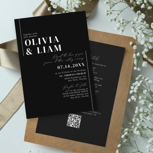 Minimalistisch Black All One UAWG QR Code Wedding Einladung (Von Creator hochgeladen)