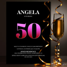 Minimalistisch Black and Pink 50. Geburtstagsparty