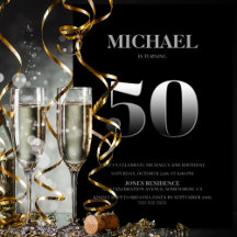 Minimalistisch Black and Silver 50. Geburtstagspar