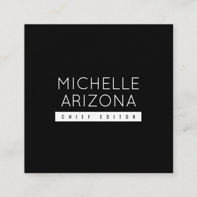Minimalistisch Black Beruflich Modern Quadratische Visitenkarte (Vorderseite)