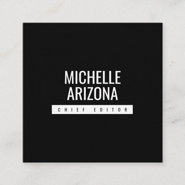Minimalistisch Black Beruflich Modern Quadratische Visitenkarte (Vorderseite)