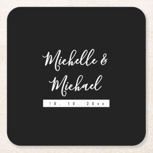 Minimalistisch Black Beruflich Modern Rechteckiger Pappuntersetzer