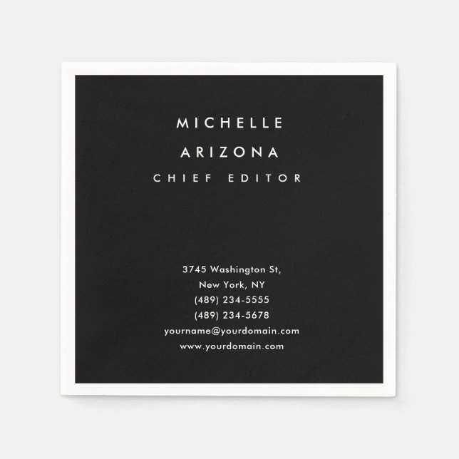 Minimalistisch Black Beruflich Modern Serviette (Vorderseite)