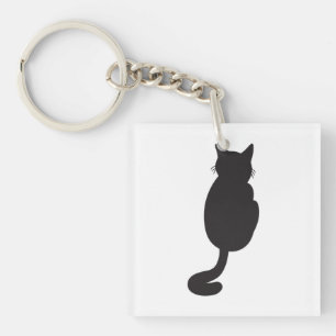 Minimalistisch Black Cat Silhouette Schlüsselanhänger