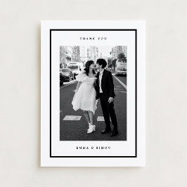 Minimalistisch Black Frame Foto Hochzeit Vielen Da Dankeskarte
