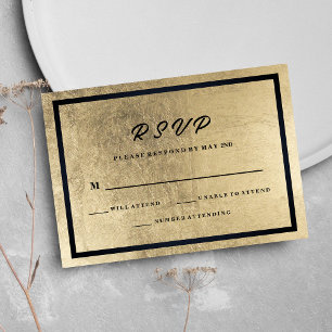 Minimalistisch Black Gold Luxury Wedding RSVP