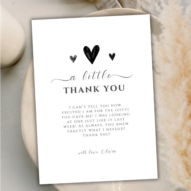 Minimalistisch Black Little Sweetheart Babydusche Dankeskarte (Minimalist Black Little Sweetheart Baby Shower Thank You Card)