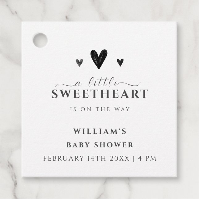 Minimalistisch Black Little Sweetheart Babydusche Geschenkanhänger (Vorderseite)