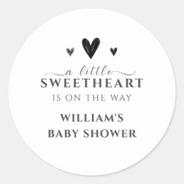 Minimalistisch Black Little Sweetheart Babydusche Runder Aufkleber