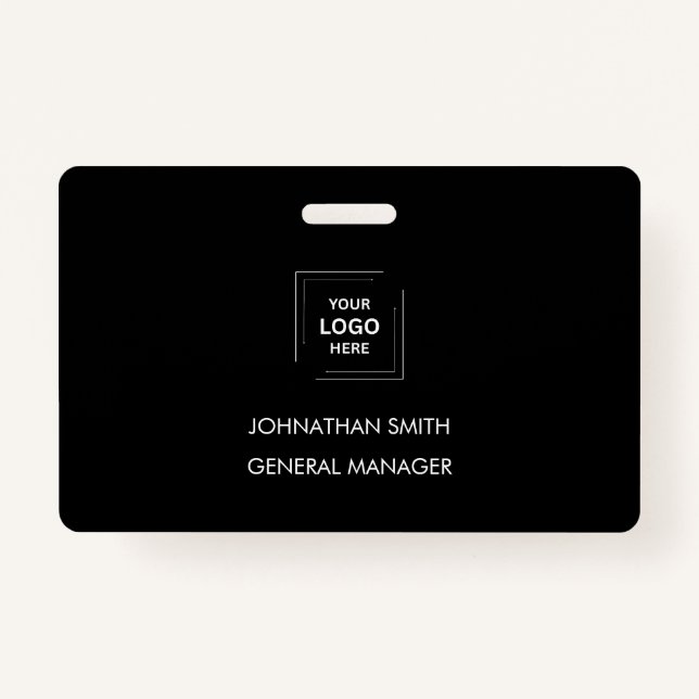Minimalistisch Black Modern Beruflich Employee ID Ausweis (Vorderseite)