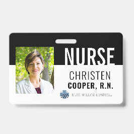 Minimalistisch Black Nurse RN Hospital Foto ID Ausweis