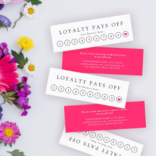 Minimalistisch Black Pink White Loyalty Punch Card Treuekarte