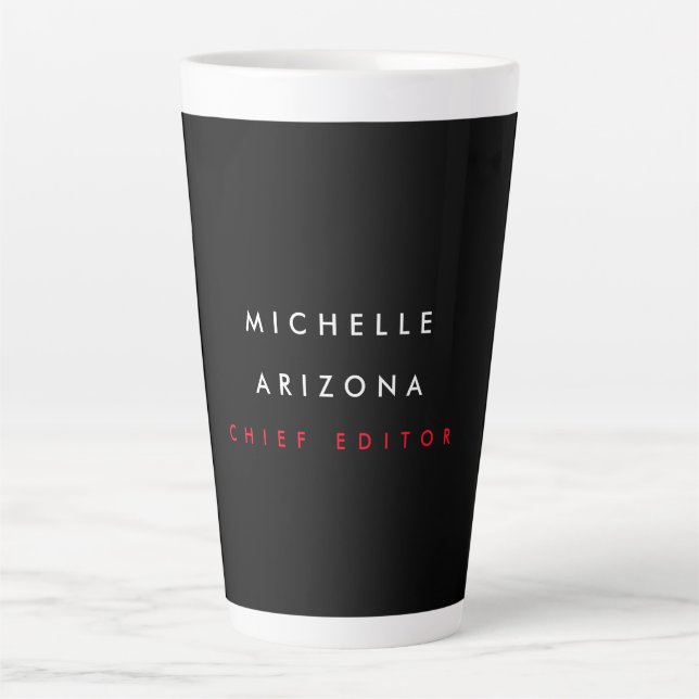 Minimalistisch Black Red Beruflich Modern Name Milchtasse (Vorderseite)