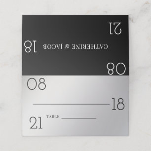 Minimalistisch Black Silver White Wedding Platzkarte