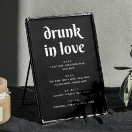 Minimalistisch Black Wedding Bar Sign | Betrunken  Poster