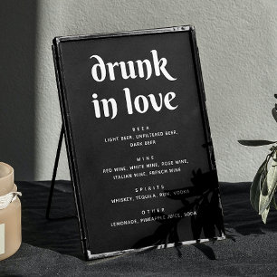 Minimalistisch Black Wedding Bar Sign   Betrunken  Poster