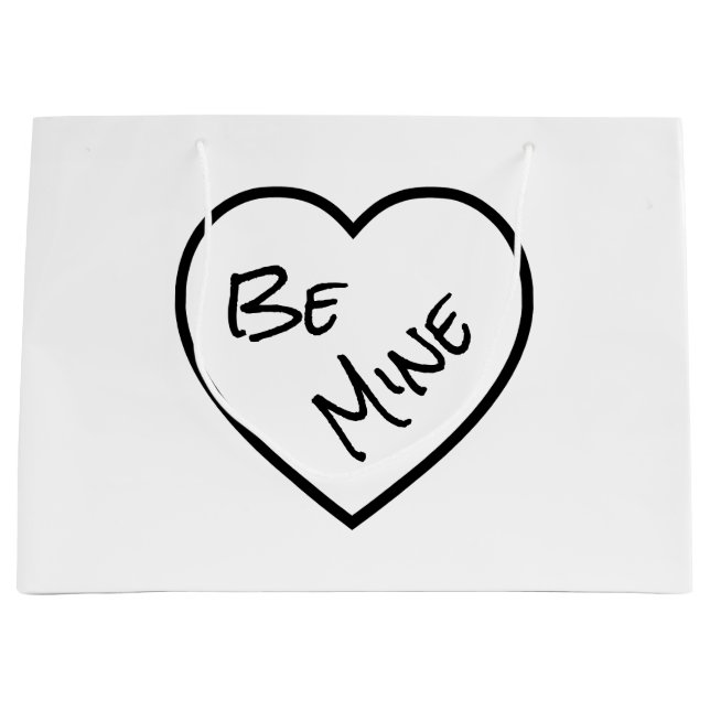 Minimalistisch Black & White Be Mine Personalisier Große Geschenktüte (Vorderseite)