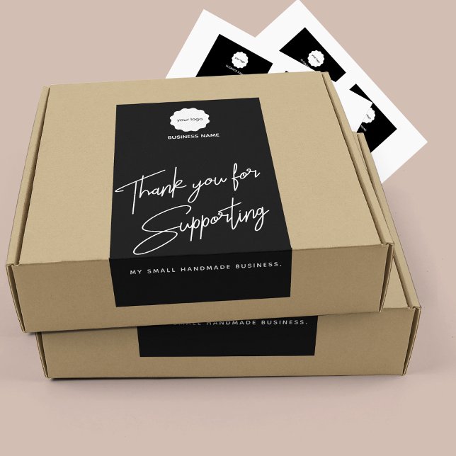 Minimalistisch Black & White Vielen Dank Business  Rechteckiger Aufkleber (Von Creator hochgeladen)