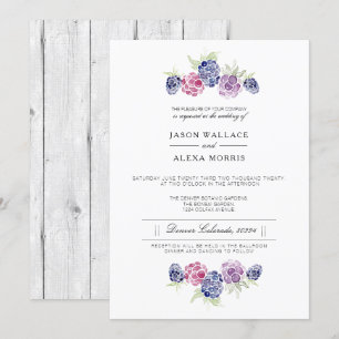 Minimalistisch BlackBerry Watercolor   Elegante Ho Einladung