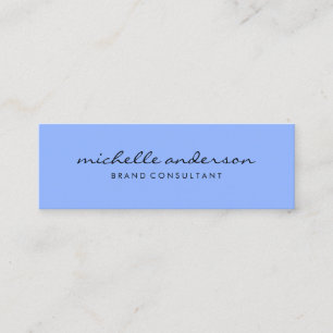 Minimalistisch Blau mit kursivem Text Mini Visitenkarte