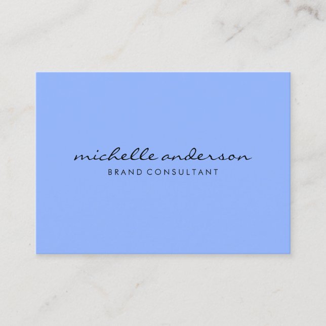 Minimalistisch Blau mit kursivem Text Visitenkarte (Vorderseite)