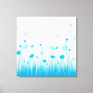 Minimalistisch Blau- und Weißblütenblüte Leinwanddruck