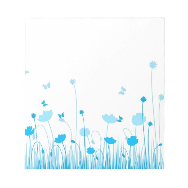 Minimalistisch Blau- und Weißblütenblüte Notizblock (Vorderseite)