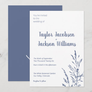Minimalistisch-Blau-Weiß-Hochzeit Einladung