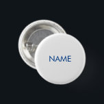 Minimalistisch-blau-weiß-individuelle Name-Textmon Button<br><div class="desc">Minimalistische blau-weiß personalisierte individuelle Name Text monogramm einfache elegante Button-Taste. Blauer Text,  weißer schlichter Hintergrund.</div>