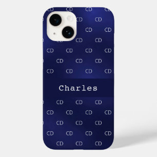 Minimalistisch: blau-weiße Monogrammnamen Case-Mate iPhone 14 Hülle